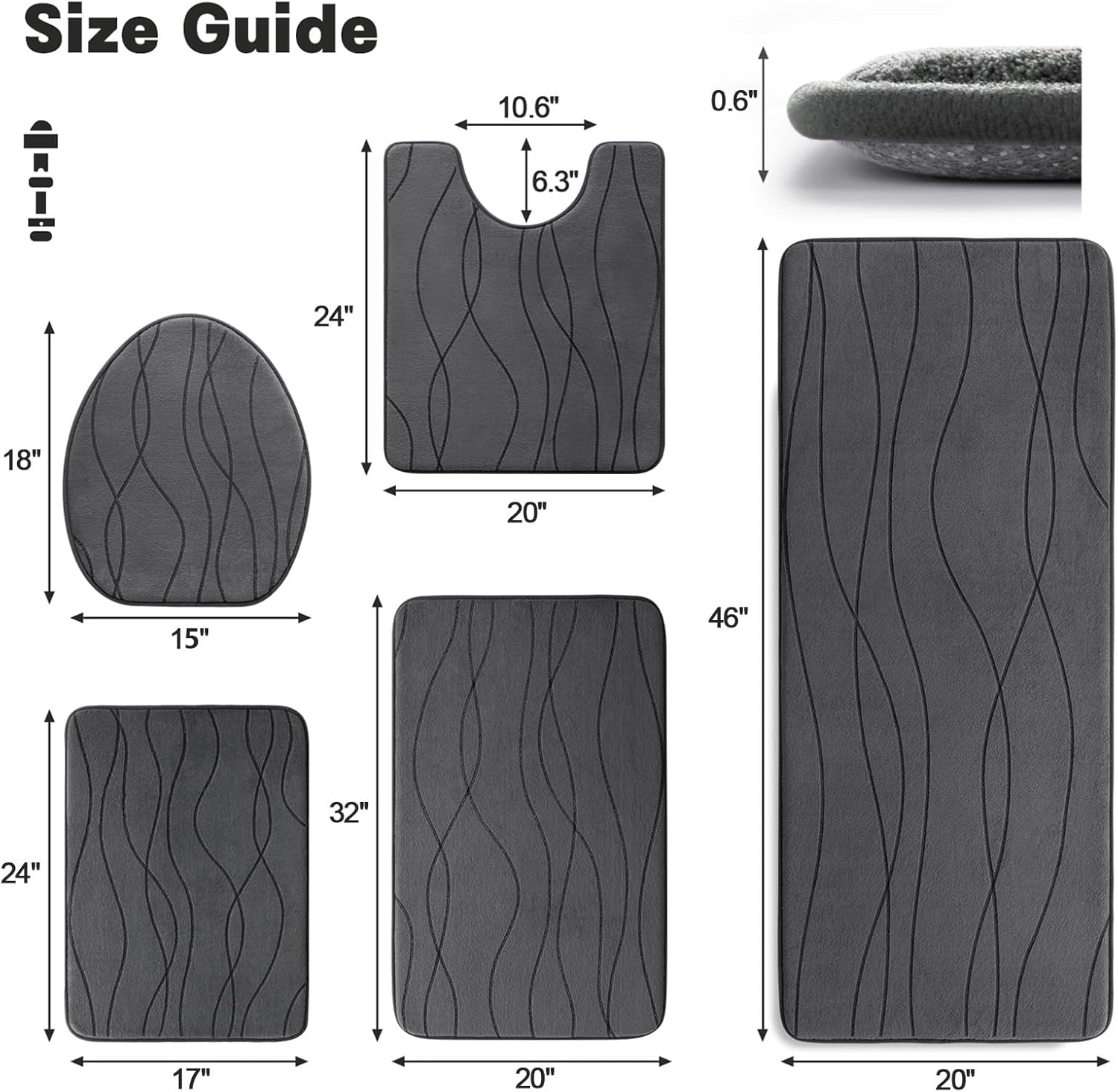 YIHOUSE Memory Foam Bathroom Rug