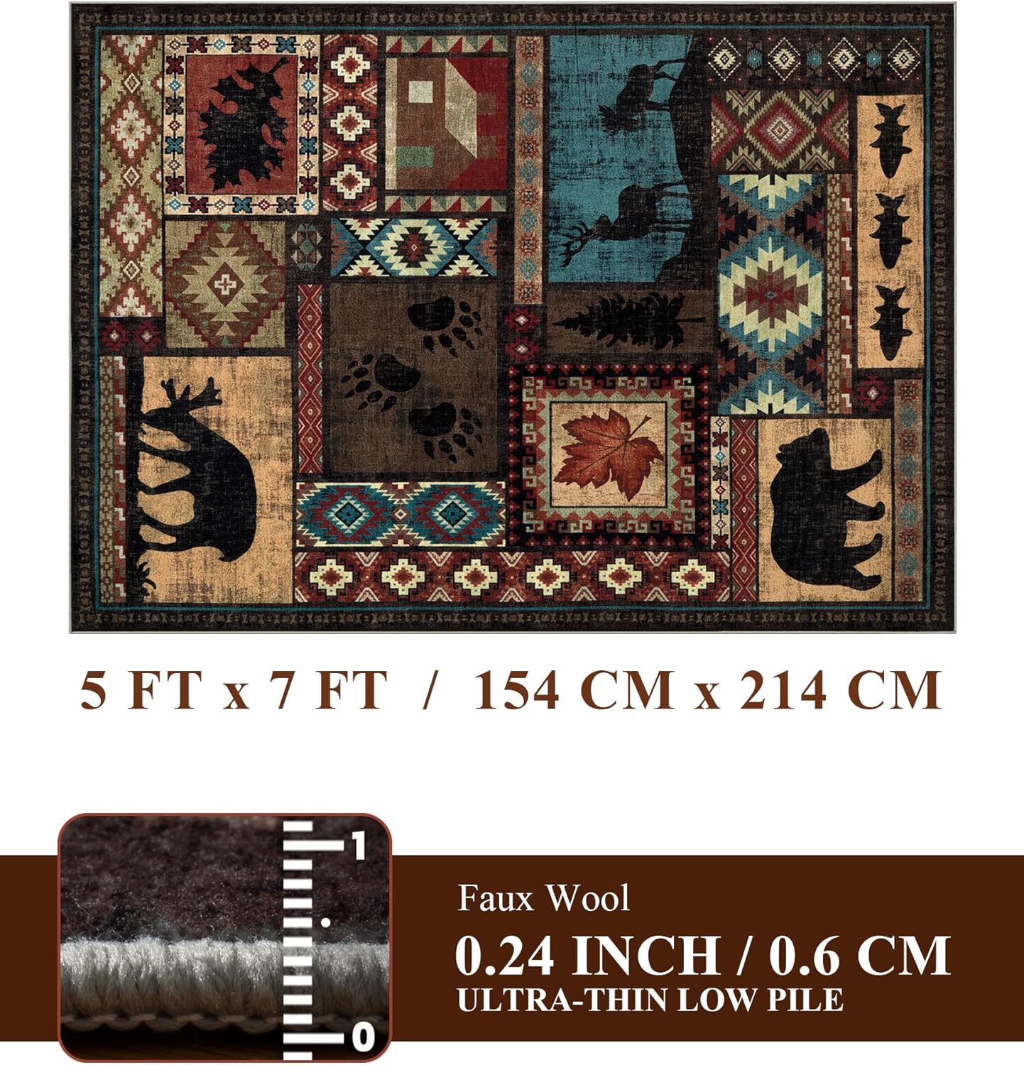 YIHOUSE Rustic Cabin Area Rug