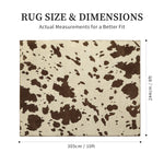 YIHOUSE brown and cream cow print rug size guide for 8 x 10 ft, measuring 244 x 305 cm